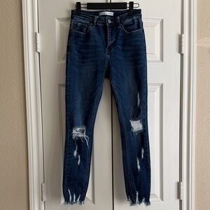 KanCan Dark Blue Distressed Women’s Jeans